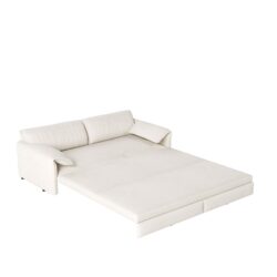 Queen Pull Out Sofa Bed, 3 In 1 Convertible Sleeper Sofa With Side Storage Multifunctional Velvet Loveseat Bed For Living Room - Beige