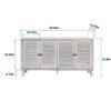 Accent Cabinet 4 Shutter Door Wooden Cabinet Sideboard Buffet Server Cabinet Storage Cabinet, For Living Room, Entryway, Hallway, Office, Kitchen And Dining Room - Distressed White - Image 13