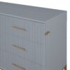 Queen Murphy Bed With Frosted Glass Doors Design, Fake Drawers, Metal Legs - Gray - Image 9