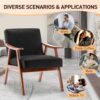 Mid Century Modern Wingback Accent Chair With Solid Wood Frame And Extra Thick Backrest - Lounge Chair For Living Room, Bedroom, Or Reading Room - Black - Image 5
