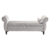 Velvet Multifunctional Storage Rectangular Ottoman Bench With Pillow - Gray - Image 12