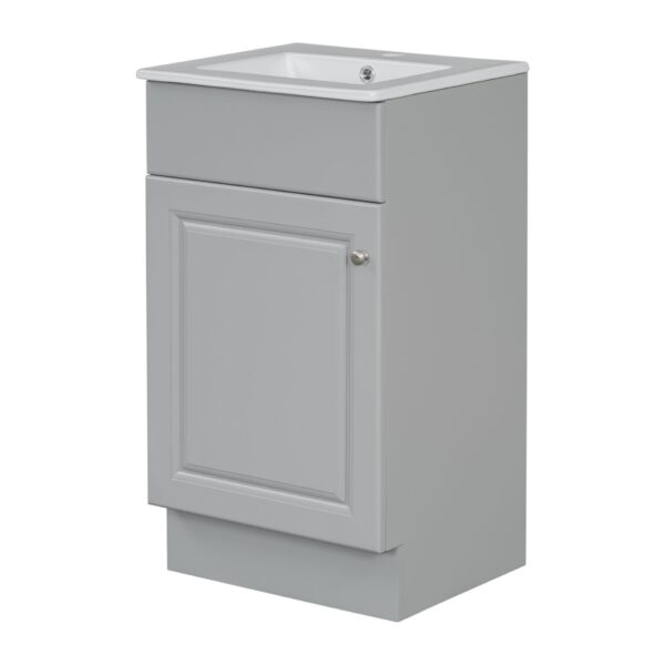 Bathroom Vanity With Sink, Vanity Cabinet With Door Shelf And Adjustable Shelf - Gray