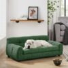 Modern Pet Sofa With Backrest And Armrests For Small And Medium Dogs Linen Upholstery - Green - Image 3
