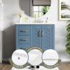 Bathroom Vanity With Ceramic Sink Combo, Frame Bathroom Storage Cabinet, Freestanding Vanity Set With 3 Drawers & Soft Closing Doors - Indigo - Image 6