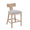 Counter Stools (Set of 2), Upholstered Counter Height Bar Stools With Solid Rubber Wood Frame, Backrest, Footrest, Armless Barstools For Home Bar, Kitchen Counter - Pebble Linen / Natural - Image 4