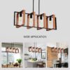4 Light Kitchen Island Lights Pendant Light Farmhouse Dining Room Light Fixture, Rectangular Chandelier, 36" Hanging Lighting For Living Room, Conference Room, Home Office - Matte Black - Image 9