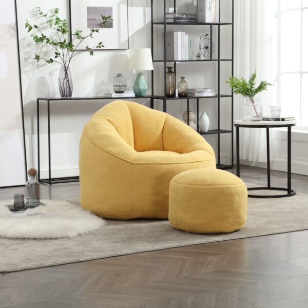 Bedding Bean Bag Sofa Chair High Pressure Foam Bean Bag Chair Adult Material With Padded Foam Padding Compressed Bean Bag With Footrest - Yellow