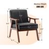 Mid Century Modern Wingback Accent Chair With Solid Wood Frame And Extra Thick Backrest - Lounge Chair For Living Room, Bedroom, Or Reading Room - Black - Image 3