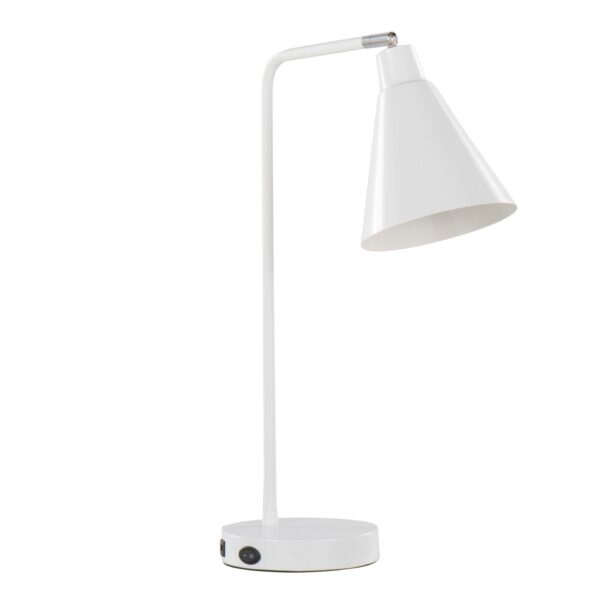 Pix - Contemporary Task Lamp Built In USB Port - Glossy White / Chrome