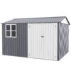 8 0 Ft Outdoor Storage Garden Tool Shed With Thickened Galvanized Steel With Sloped Roof & Double Lockable Door Storage Shed Large With 6 Vents - Gray - Image 10