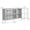 Heavy Duty Metal Modern Sideboard Buffet Cabinet With Storage Premium Steel Storage Cabinet, Adjustable Feet, Glass Doors, Large Capacity Organizer - White - Image 4