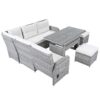 Outdoor Furniture Set Patio Rattan Furniture Set With An Adjustable Table, Recliners With Extendable Side Tables, And 2 Ottomans For Patio, Lawn, Backyard, Pool - Beige - Image 26