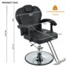 Classic Reclining Barber Chair Salon Chair For Hair Stylist With Heavy Duty Hydraulic Pump, 360° Rotation, Tattoo Chair Shampoo Beauty Salon Equipment, Max Load Weight 330 Lbs - Black - Image 10