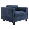 Modern Oversized Armchair Comfy Accent Chair Single Sofa For Living Room Bedroom Office Apartment, Woven Velvet Fabric - Blue - Image 7