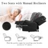 Manual Reclining Sectional Sofa Set L Shaped Symmetrical Motion Sofa Corner Couch Sets With Storage Boxes, 4 Cup Holders And LED Light Strip For Living Room - Black - Image 5