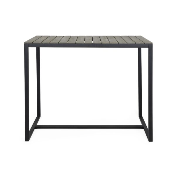 Ernesto - Outdoor Industrial Acacia Wood Bar Table With Metal Frame - Gray