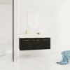 Contemporary 48" Wall Mounted Bathroom Vanity With Resin Sink And Soft Closing Doors And Line - Black Chestnut - Image 7