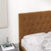Donald - Mid-Century Modern Velvet Platform Bed Queen - Cognac - Image 10