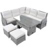 Outdoor Furniture Set Patio Rattan Furniture Set With An Adjustable Table, Recliners With Extendable Side Tables, And 2 Ottomans For Patio, Lawn, Backyard, Pool - Beige - Image 24