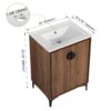 Modern 24'' Bathroom Vanity With Top Sink Storage Cabinet - Brown - Image 3