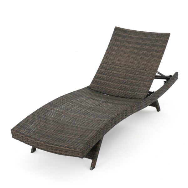 Salem - Wicker Chaise Lounge Chair With Faux Rattan - Mocha