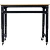 48" Wide Rolling Workbench For Garage, Adjustable Height, Workshop Tool Bench, Metal With Rubber Wood Top - Black / Light Brown - Image 6