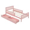 Twin Size Platform Bed With Guardrails On Both Sides And 2 Storage Drawers - Pink - Image 3