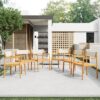 Creative Braided Acacia Wood Outdoor Dining Table And Chairs With Armrests (Set of 2) - Teak / White - Image 6