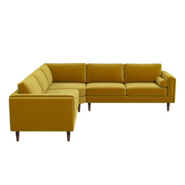 Amber - Velvet Corner Sectional Sofa - Yellow