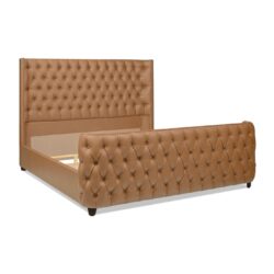 Brooklyn - King Tufted Panel Bed Headboard And Footboard Set - Caramel Tan Brown