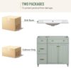 Bathroom Vanity, Transitional Style Bathroom Cabinet With Resin Sink, Single Bathroom Cabinet, With 2 Drawers And 1 Adjustable Storage Shelf, 2 Soft-Close Doors - Green - Image 8