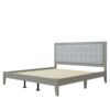 King Size Mid Century Solid Wood Platform Bed With Upholstered Headboard - Gray - Image 10