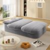 2 In 1 Foldable Sofa Plush Corduroy Sofa Convertible Floor Sofa Bed Deep Seating With Multi Functional Blanket Suitable For Living Rooms - Light Gray - Image 5
