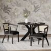 Elegant Dining Chair (Set of 2) With Cane Web Backrests And Velvet Upholstery - Black - Image 4
