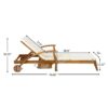 Versatile Chaise Lounge With Wheels Acacia Wood Recliner For Patio - Cream - Image 6