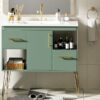 Bathroom Vanity With Resin Sink Combo Set, Modern Freestanding Single Bathroom Cabinet With 2 Drawers & 2 Storage Compartments, Storage Cabinet For Bathroom, Frame Vanity Set - Green - Image 20
