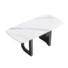 70.87" Modern Artificial Stone White Curved Black Metal Leg Dining Table - White / Black - Image 4