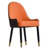 Modern Sponge-Filled Dining Chair, Solid Wood Metal Legs, Suitable For Restaurants, Living Rooms And Rooms (Set of 2) - Orange / Dark Brown - Image 20