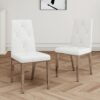 Modern Light Luxury Dining Chair (Set of 2) Upholstery With Electroplated Legs - White - Image 3