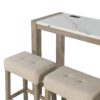 Vanilla - Real Marble Sofa Table With Power And 3 Stools - Beige / Natural - Image 11