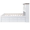 Twin Solid Pine Captain Bookcase Bed With Trundle Bed And 3 Spacious Under Bed Drawers In Casual - White / Walnut - Image 7