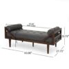 Contemporary Fabric Chaise Lounge With Button Tufted Waffle Stitching And Rolled Accent Pillows - Charcoal - Image 3