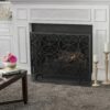 Thayer - Single Panel Iron Fireplace Screen With Geometric Pattern - Black - Image 4