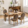 French Style Solid Wood Frame Antique Painting, Hand-Pulled Buckle Decoration Artificial Leather Dining Chair With Nailhead Trim, Wood Legs, Density Foam, Steel Spring Inner (Set of 2) - Brown - Image 19
