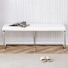Modern Shoe Changing Stool With Metal Legs For Various Rooms - White - Image 4