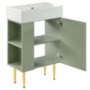 Bathroom Vanity, Combo Cabinet, Bathroom Storage Cabinet, Single Ceramic Sink, Left Side Storage - Green - Image 12