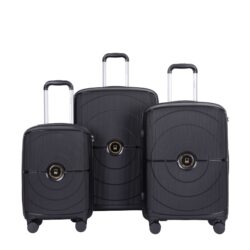 Expandable Hardshell Suitcase Double Spinner Wheels Pp Luggage Sets Lightweight Durable Suitcase With Tsa Lock, 3 Piece Set (20/24/28) - Black