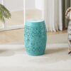 Vibrant Mosaic Side Table With Roman Pattern Ceramic Tile Top - Teal - Image 6