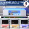 TV Stand LED Gaming Entertainment Center Media Storage Console Table With Large Side Cabinet For Living Room - White - Image 5