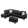 Irine - Faux Leather Sectional Sofa With Ottoman - Black - Image 12